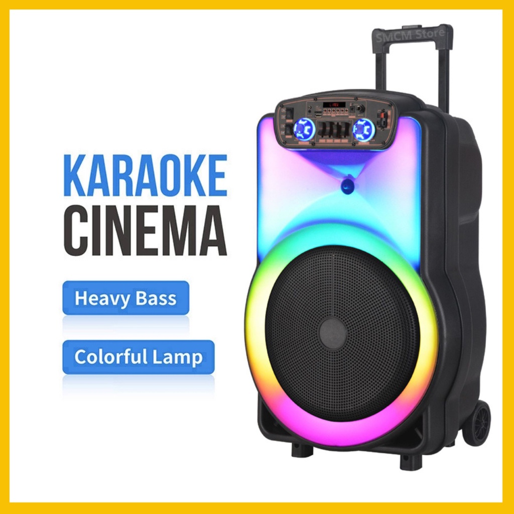 12 Inch Trolley Speaker Wireless Bluetooth 1200W Super Bass Subwoofer ...