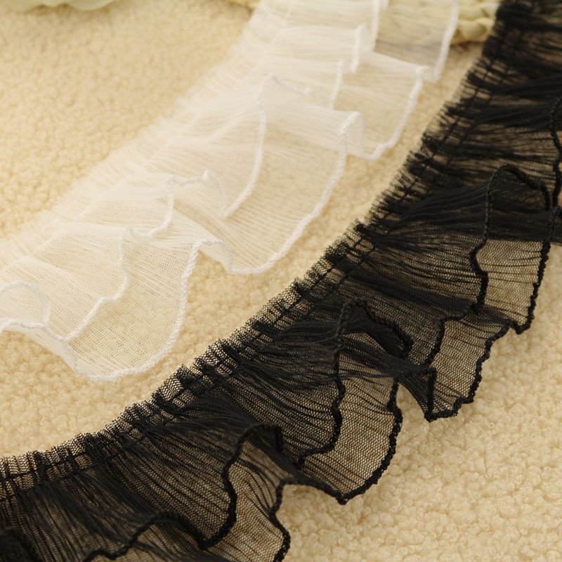 1 yard Ruffles Lace Trims Pleated Tulle Mesh Fabric Ribbon Sewing Dress ...