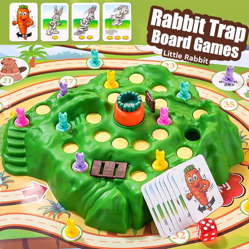 Funny Bunny Rabbit Trap Board Game Interactive Early Learning Card ...