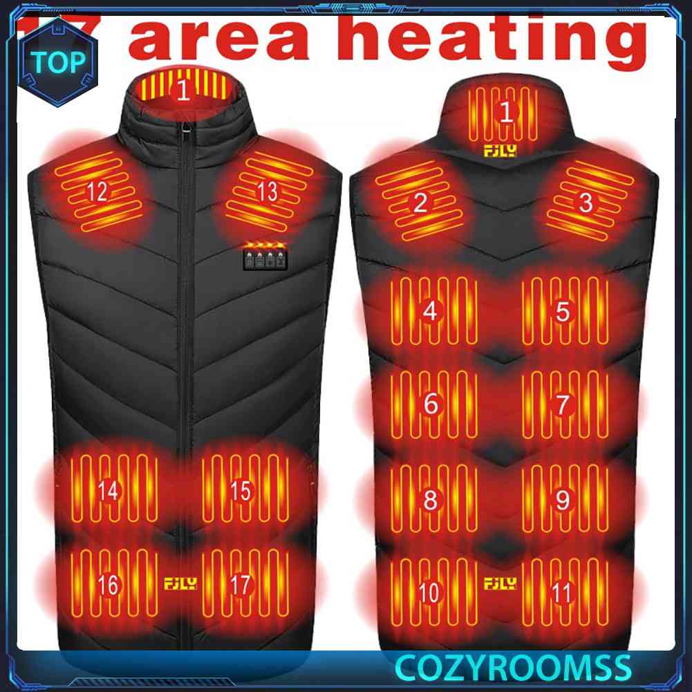 Electric Heated Vest 17 Areas Heated Waistcoat for Outdoor Skiing