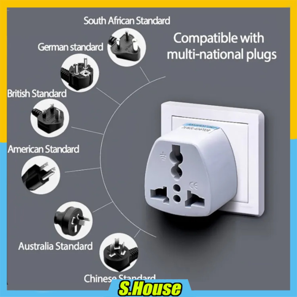 3 Pin Plug Universal Travel Adapter Power Charger Outlet Adaptor Socket ...