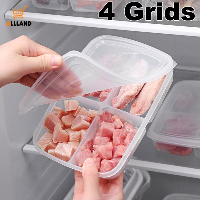 4 Grids Food Fruit Storage Box/ Portable Compartment Refrigerator ...
