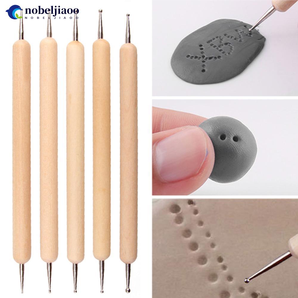 NOBELJIAOO 5pcs/set Reusable Pottery Sculpting Pen Wooden Polymer Clay ...