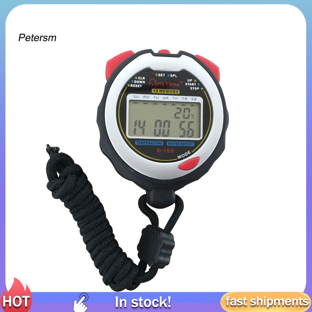 PP Portable Running Stopwatch Sport Counter Alarm Referee Chronograph