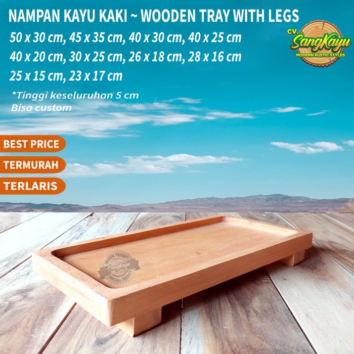KAYU Wooden tray legs wooden tray with legs wooden Storage Box tray