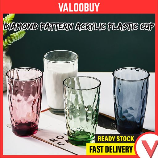 310ml/500ml Diamond Pattern Acrylic Plastic Cup Cawan Air Juice Cup ...