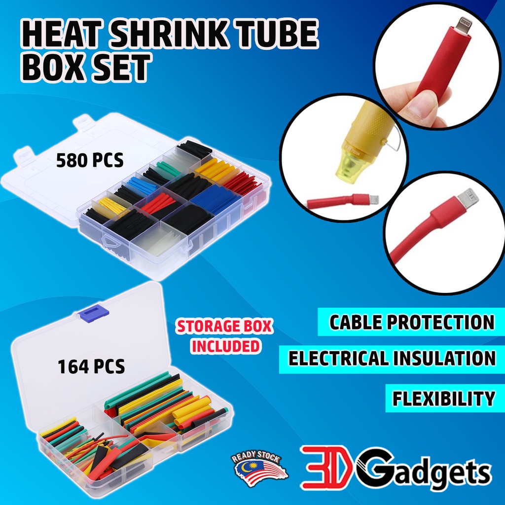 580/ 164 PCS Multi Color Heat Shrink Insulation Tube Box Set for Cable ...