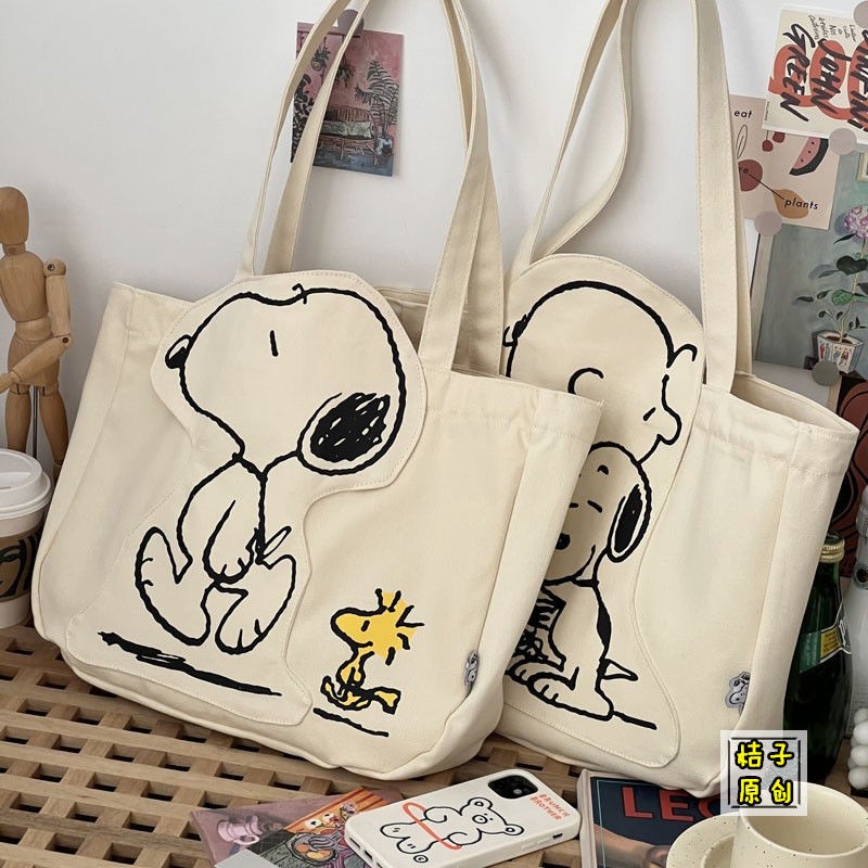 snoopy Cute Cartoon Canvas Bag Shoulder Tote Female Student | Shopee ...