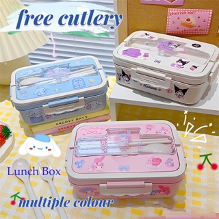 Kawaii Cinnamoroll My Melody Kuromi Large Capacity Lunch Box for Students  Anime Sanrioed Double Layer Lunch Box with Cutlery