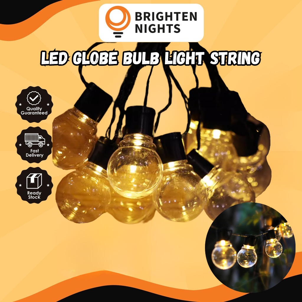 10/20 LED Globe Bulb Light String Battery Power Wedding Fairy Garland ...
