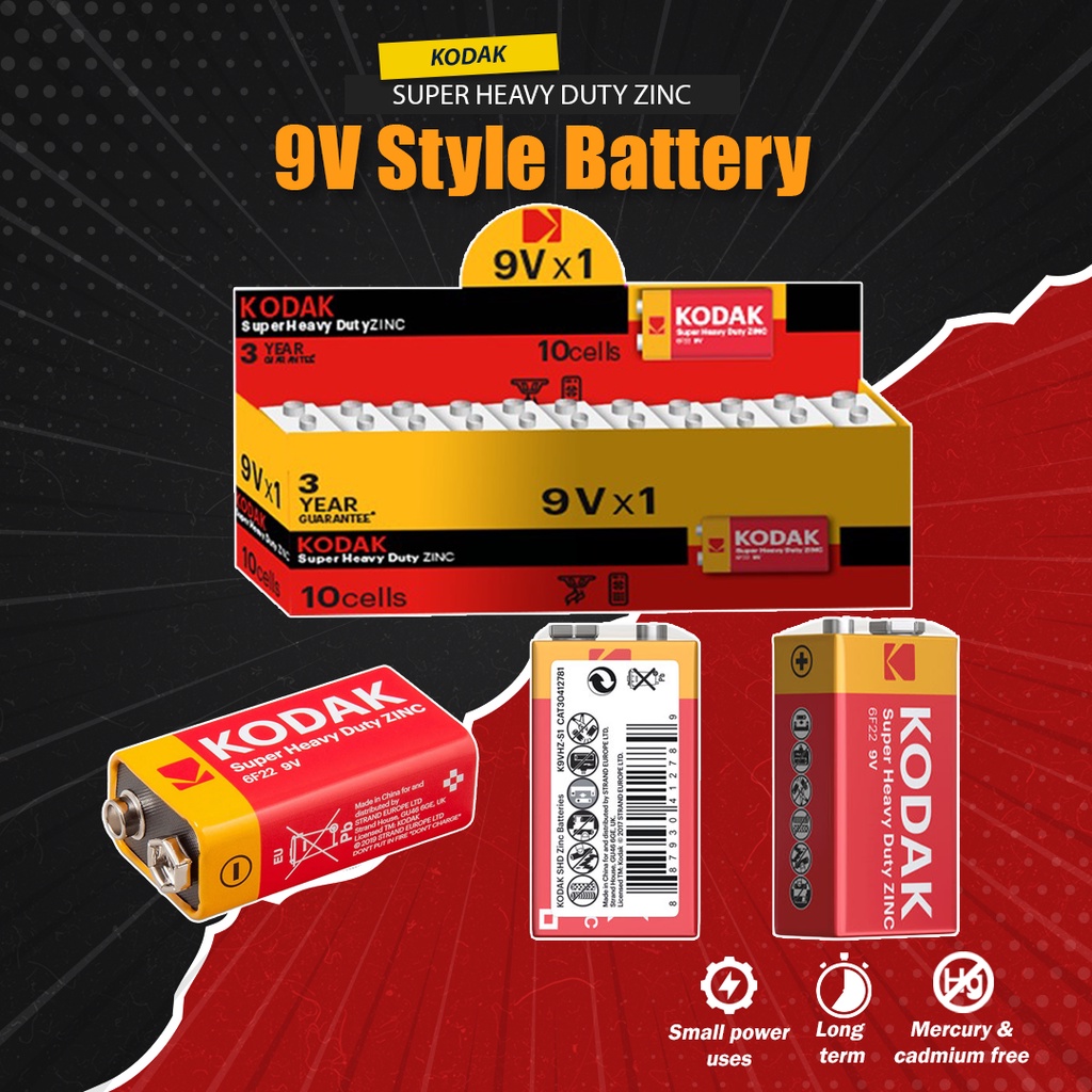 Kodak Super Heavy Duty Zinc Battery 9V Extra Heavy Duty Zinc Batteries