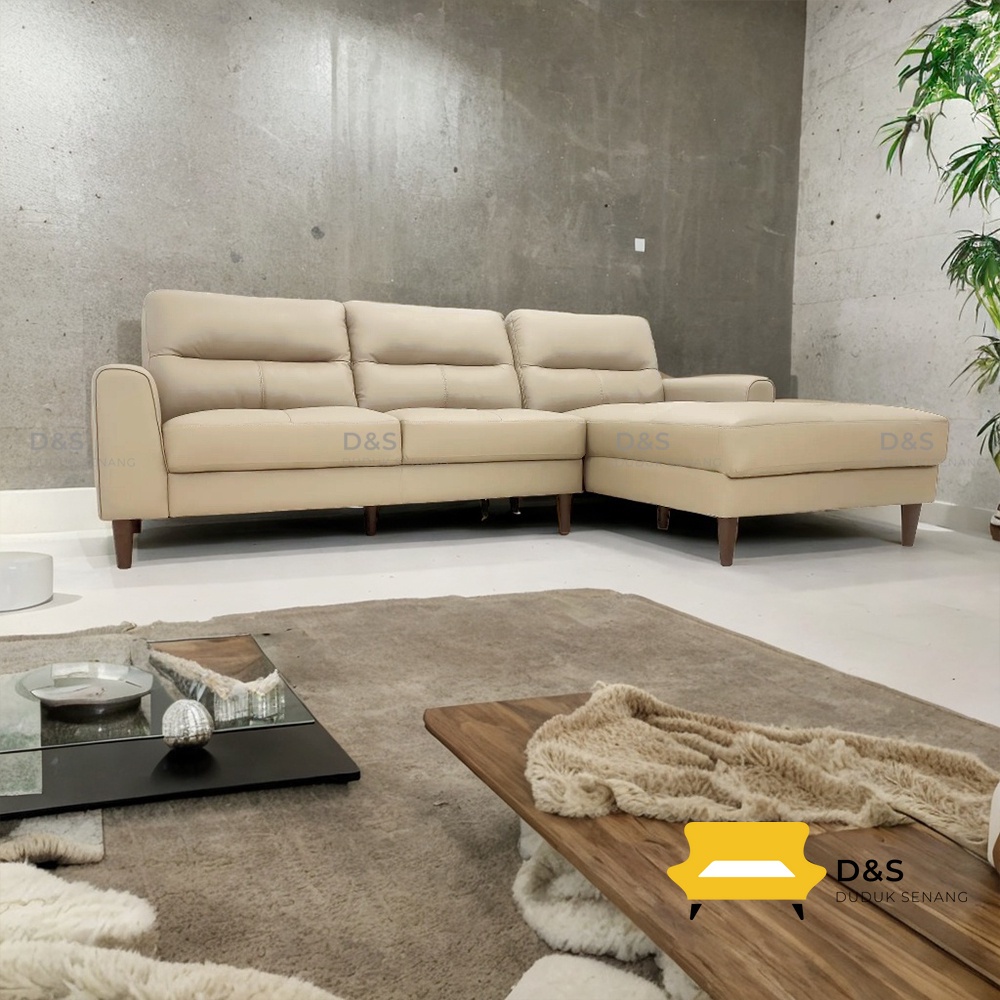 [DUDUK SENANG] ALFEO SOFA Half-Leather Density Foam Comfort Minimalist ...