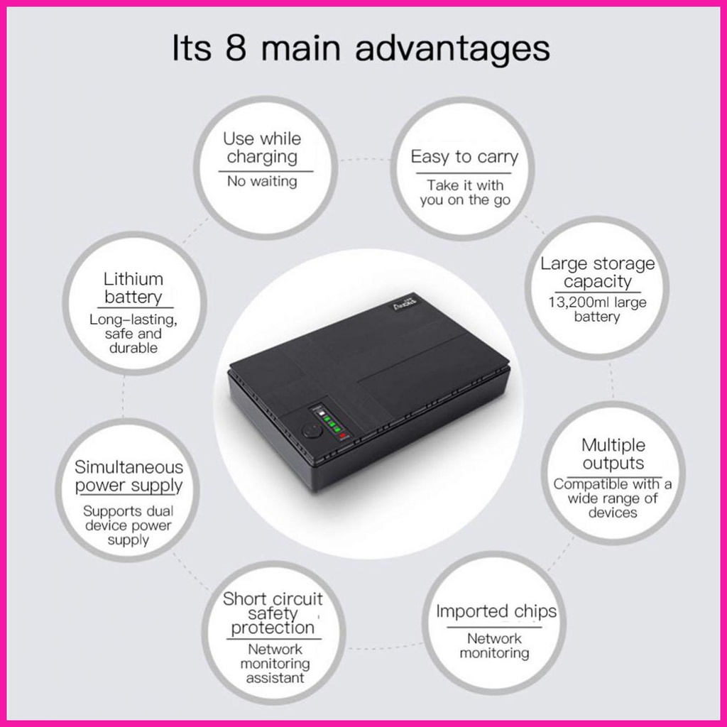 Router Power Supply Portable Backup Battery Uninterruptible Router Battery Modem Mini Power