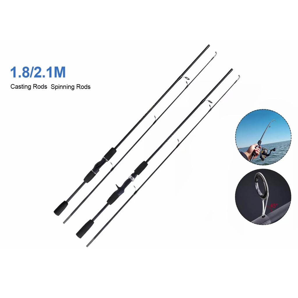 Fishing Rod/Fishing Pole Fishing Rod 1.8/2.1m Ultralight Carbon Fiber  Spinning and Casting Rod Max Drag 5Kg Carp Rods for Bass Pike Fishing Reel  Combos (Color : Spinning Rod, Size : 1.8m) 