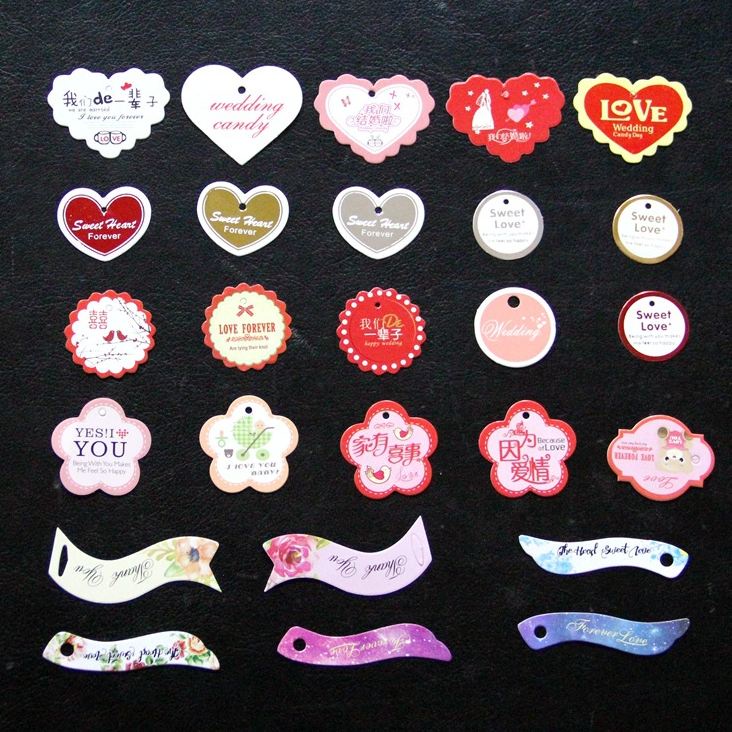 48pcs~80pcs Heart Round Gift Paper Tags Love Candy Baking Cookie Gift ...