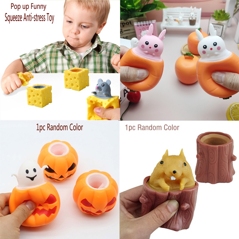 New Pop Up Funny Squeezing Carrot Rabbit Cup Lovely Squeeze Toys ...