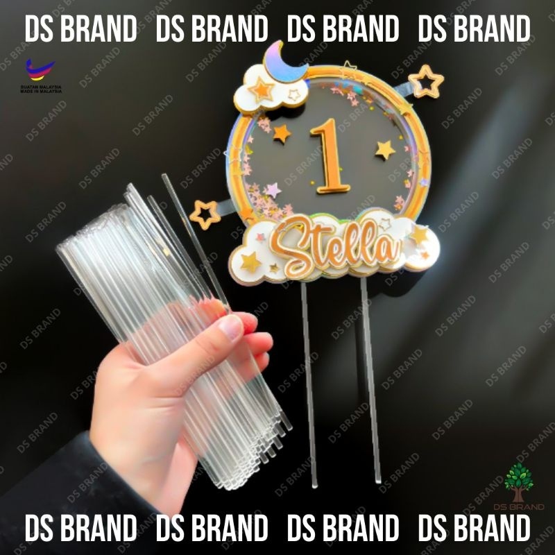 Dekorasi Kek Akrilik / Acrylic Cake Stick DIY Reusable Ticker / Cake ...