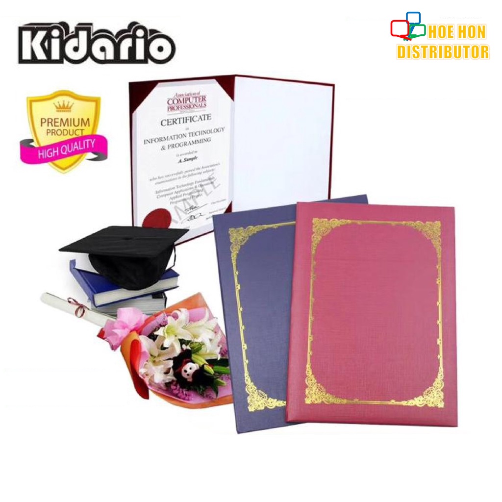 Kidario Certificate Holder Booklet Thick Cover Type with Sponge 1pc A4