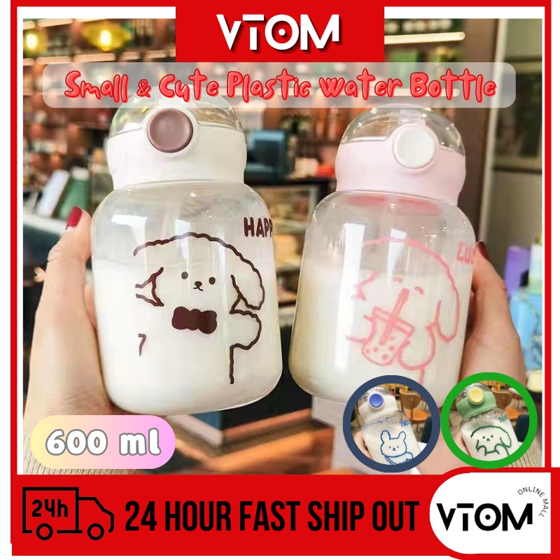 VTOM 600ml Small And Cute Plastic Water Bottle With Straw For Kids (8cm ...
