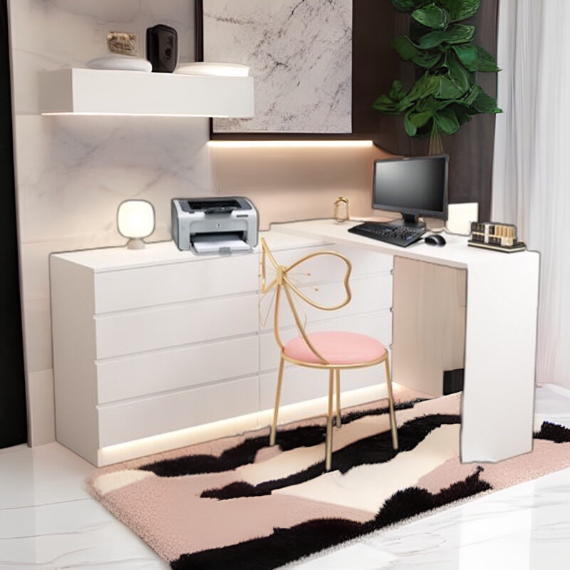 360° Study Table With Drawer White Papan Tebal Large Capacity