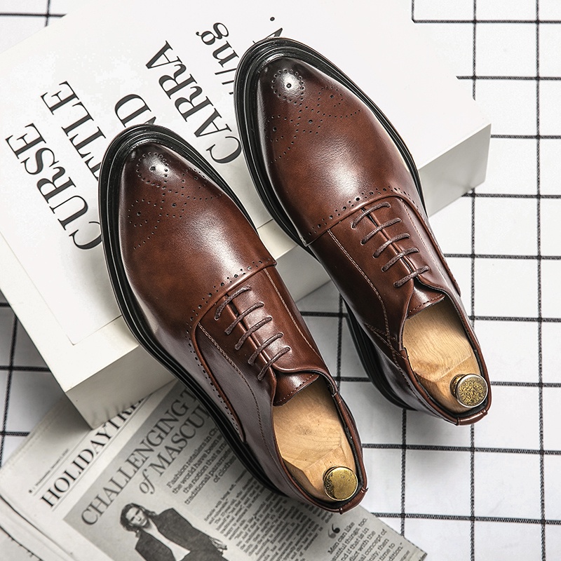Men's Brown Oxford Shoes Men's Leather Business Formal Wear Men's Shoes