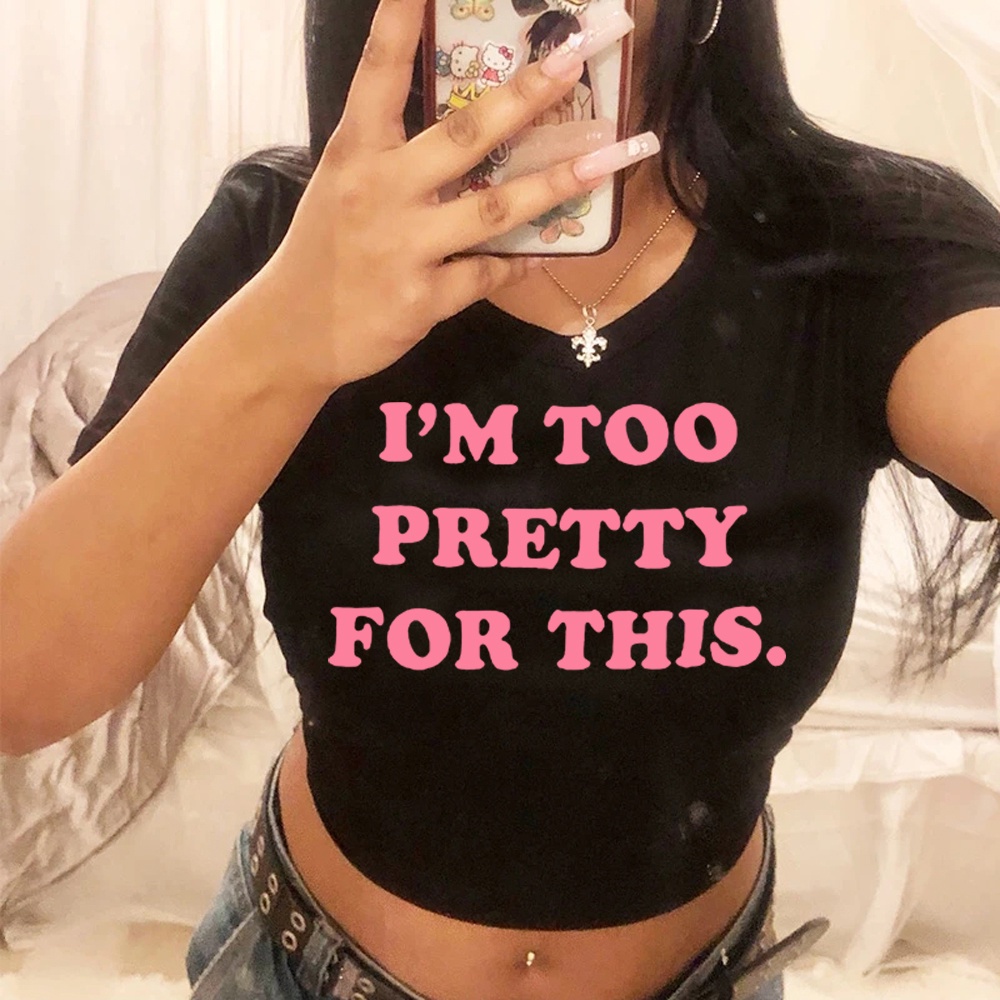 I'M TOO PRETTY FOR THIS streetwear graphic fairy grunge crop top Woman ...
