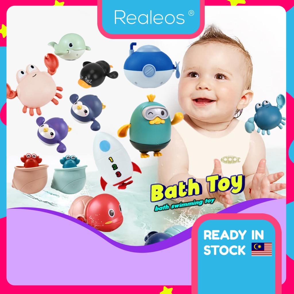 Realeos Baby Bath Toys Kids Water Toy Shower Toy Swimming Turtle Crab