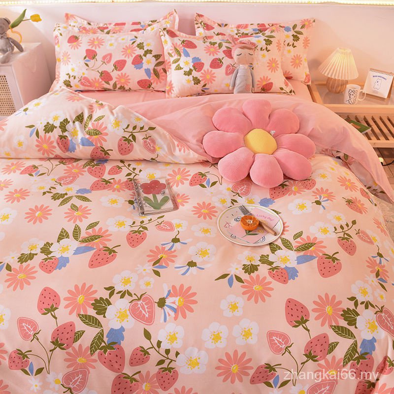 Stock] 3IN1/4IN1 Washed Cotton Single Double Duvet Sheet Korean Simple