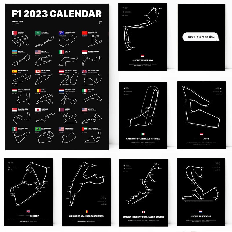 Grand Prix First F1 2023 Calendar Formula 1 Circuit Monaco Poster ...