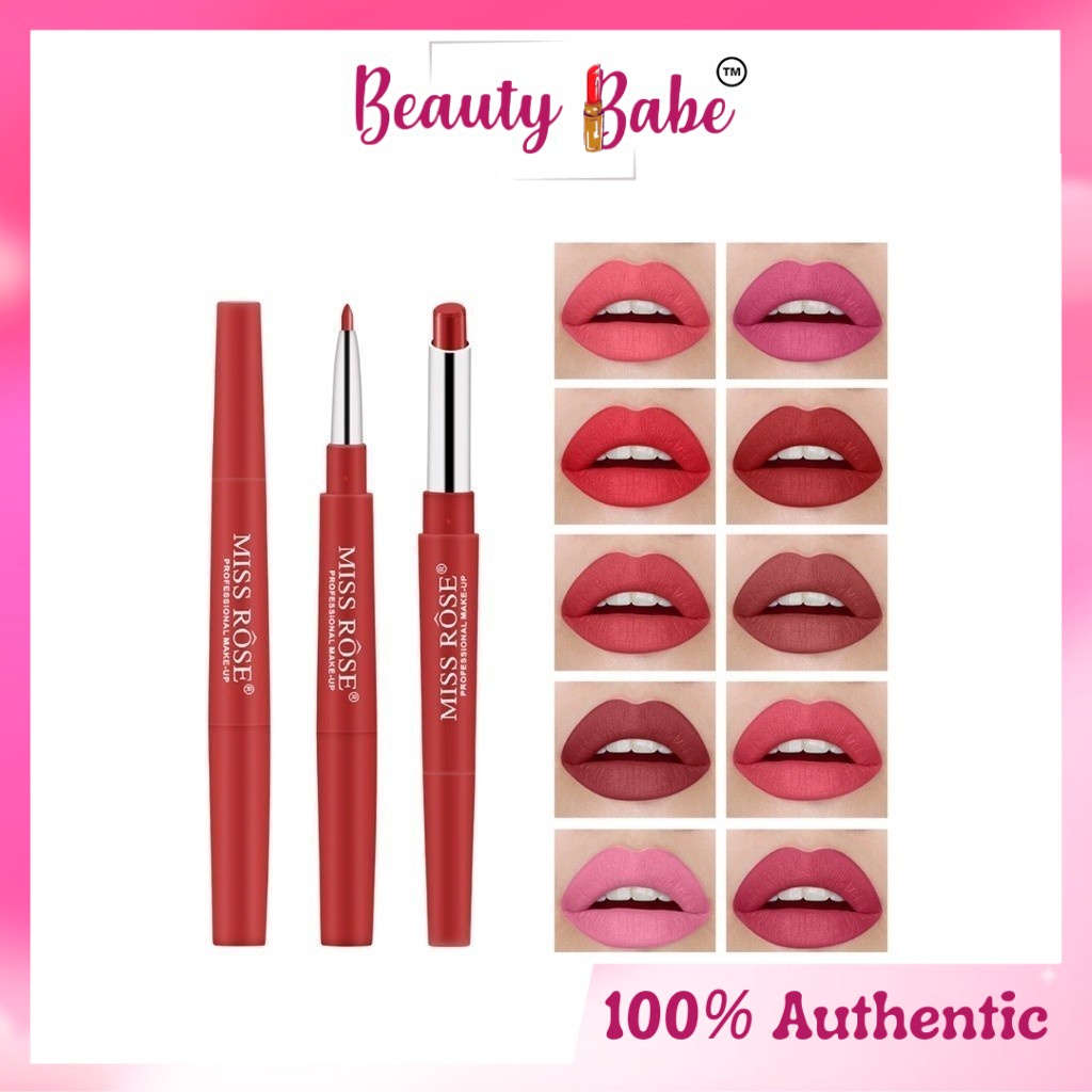 MISS ROSE Lip Liner 2in1 Lipstick 2.1g [Beauty Babe] | Shopee Malaysia