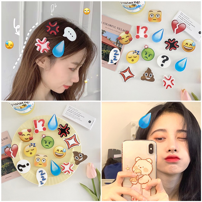 Emoji Droplet Hair Clip Emotion Pack Handmade Hair Clip Acrylic