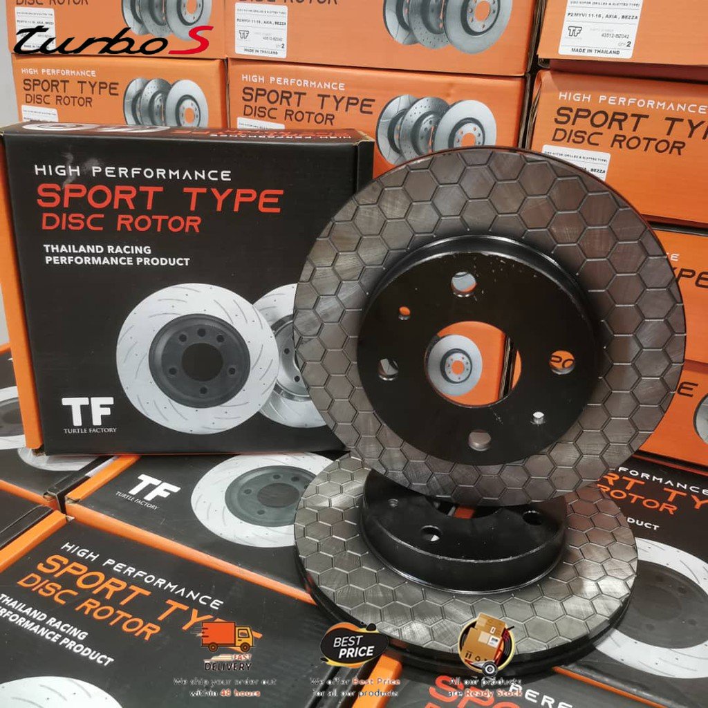 ORIGINAL TF SLOTTED & DRILLED DISC ROTOR HONEY COMB (FRT) FOR PERODUA