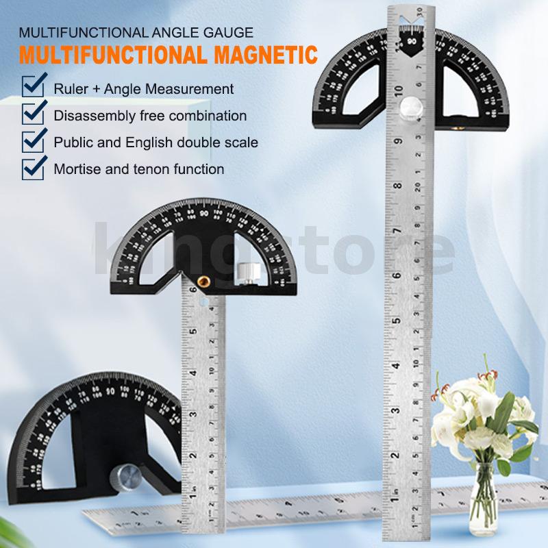 Woodworking Edge Ruler Protractor Angle Gauge Measure Carpenter Tool