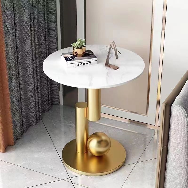 Nordic rock plate light luxury sofa side table living room small round ...