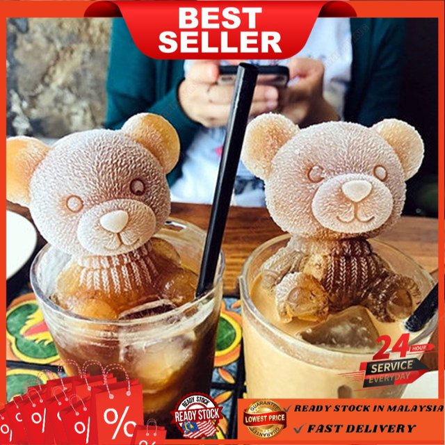 🔥READY STOCK🔥3D Little Bear Silicone Mold Ice Cube Maker Ice Cream DIY