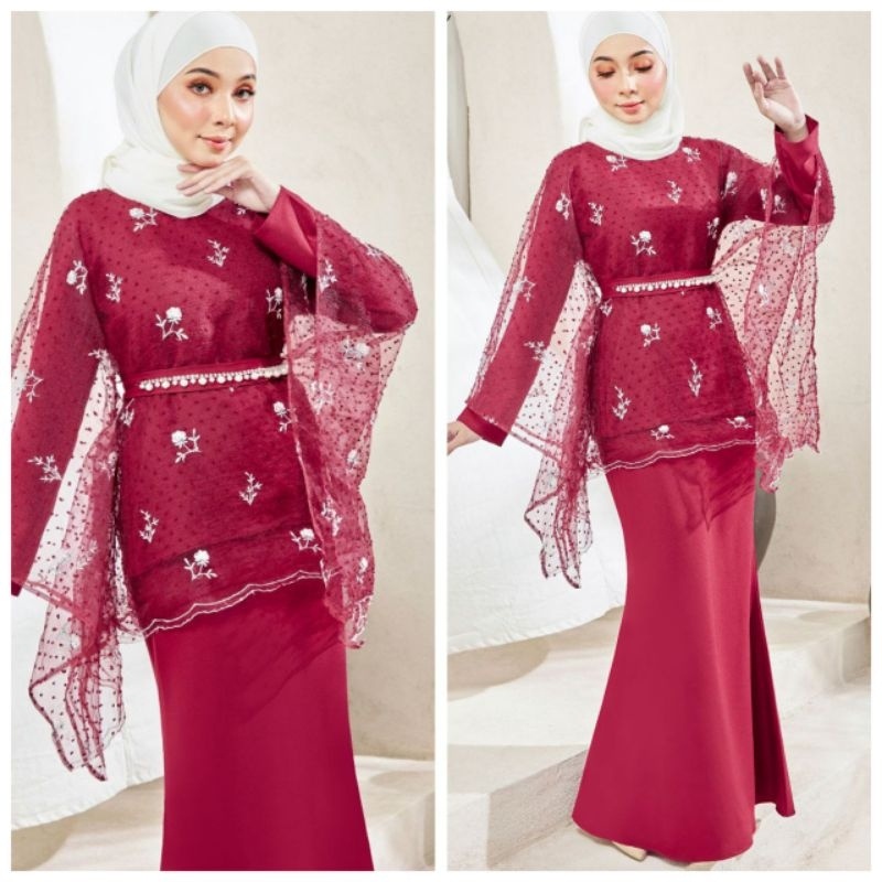 Leyra Kurung Moden Kaftan Lace Leyra Kurung Batwing Kaftan Flowy Organza Batwing Kurung