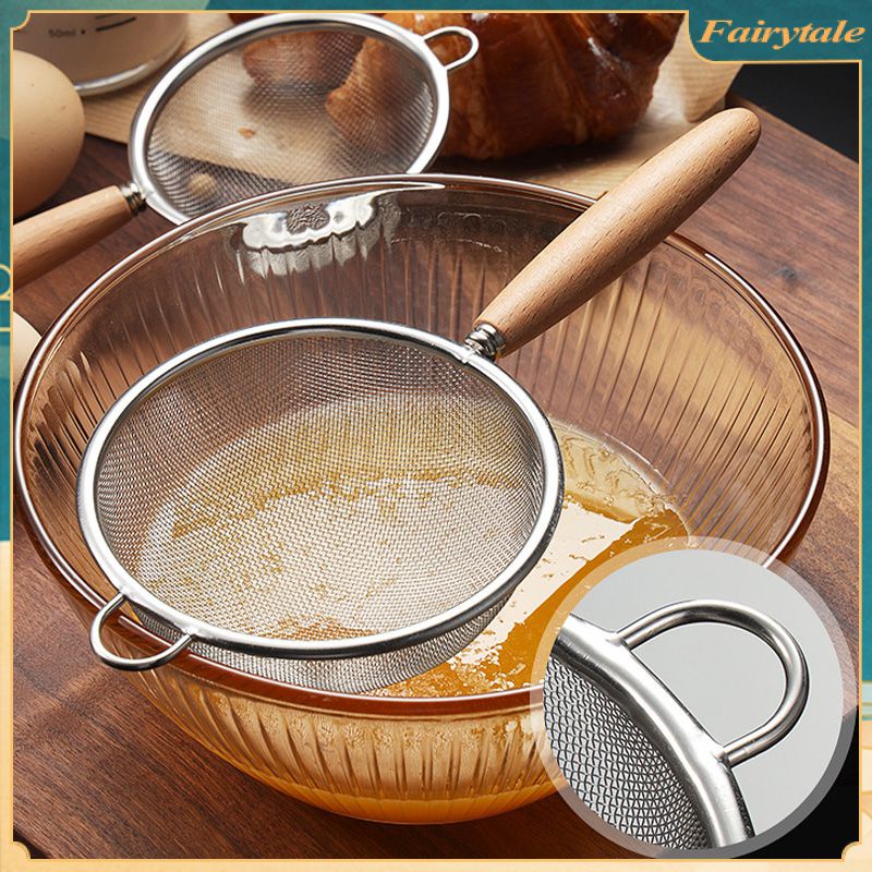 Stainless Steel Colander Wooden Handle Noodle Drain Strainer Multi