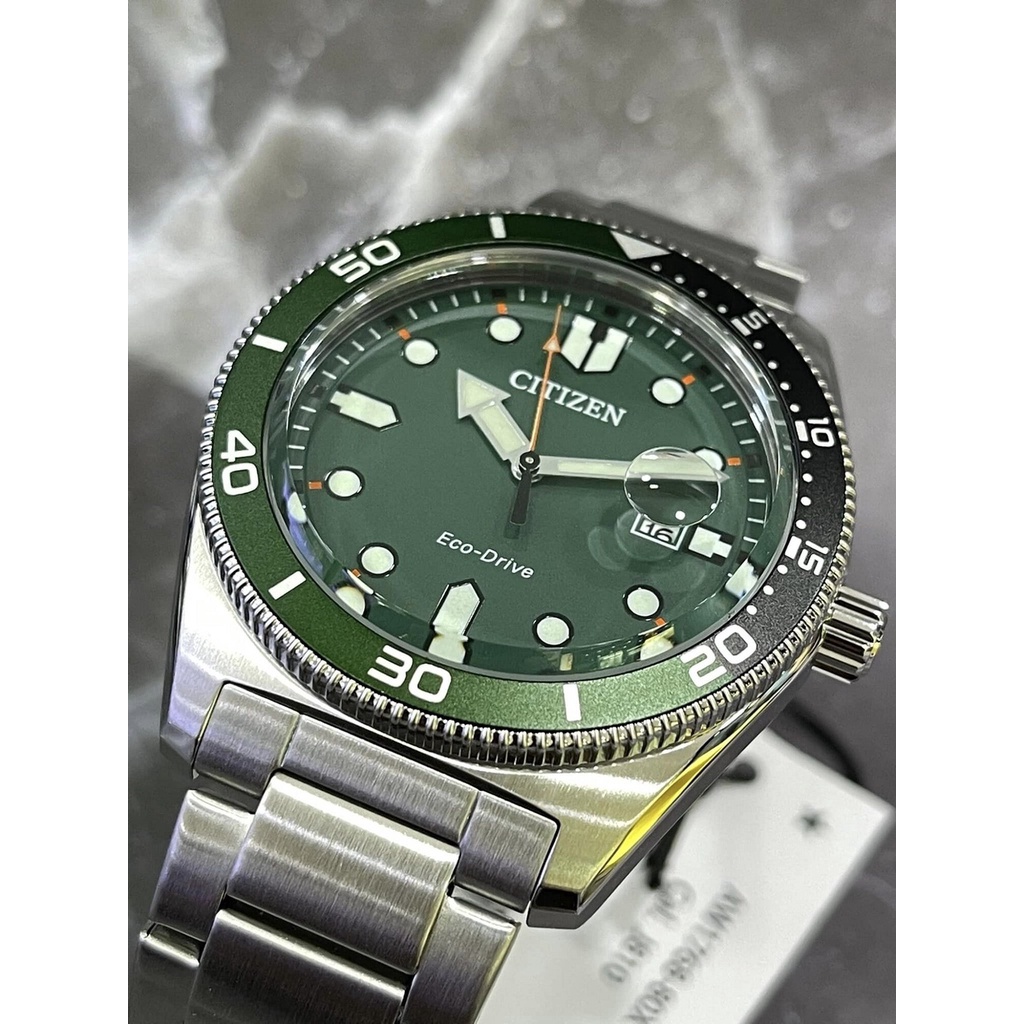 100 Original Citizen AW1768 80X Eco Drive Green Dial Stainless Steel Case Strap Men s Watch 3 Years Warranty Shopee Malaysia