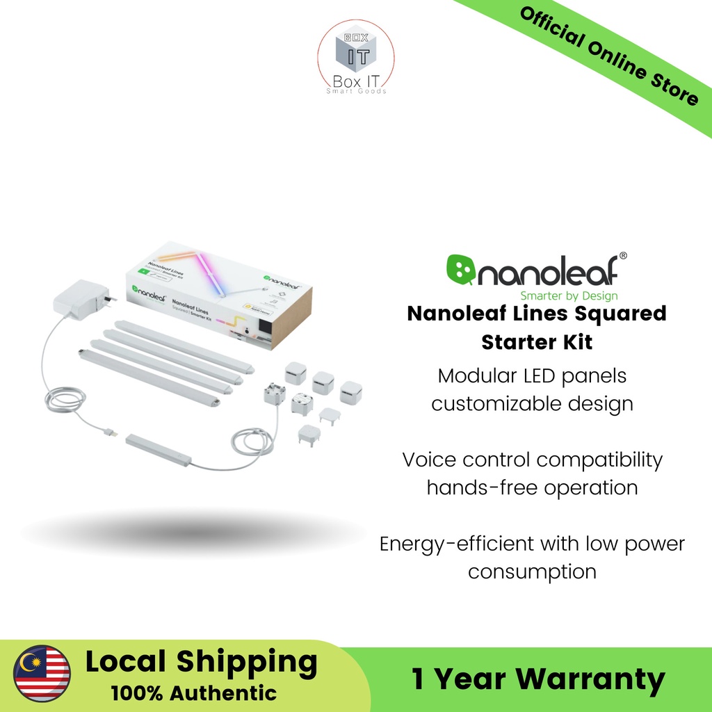 Nanoleaf Lines Squared Starterkit 4PK EU - Slimme Modulaire LED Lichtbalken - Kleurrijk En App Bedienbaar