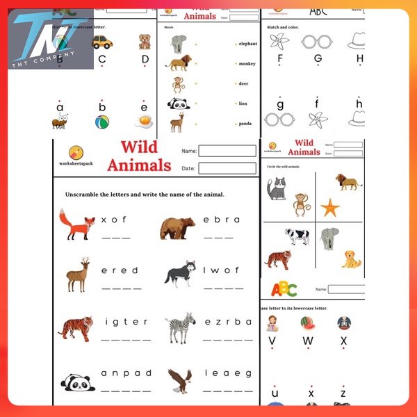 【Google drive】Matching letter&wild animals worksheet for 3-5years old ...