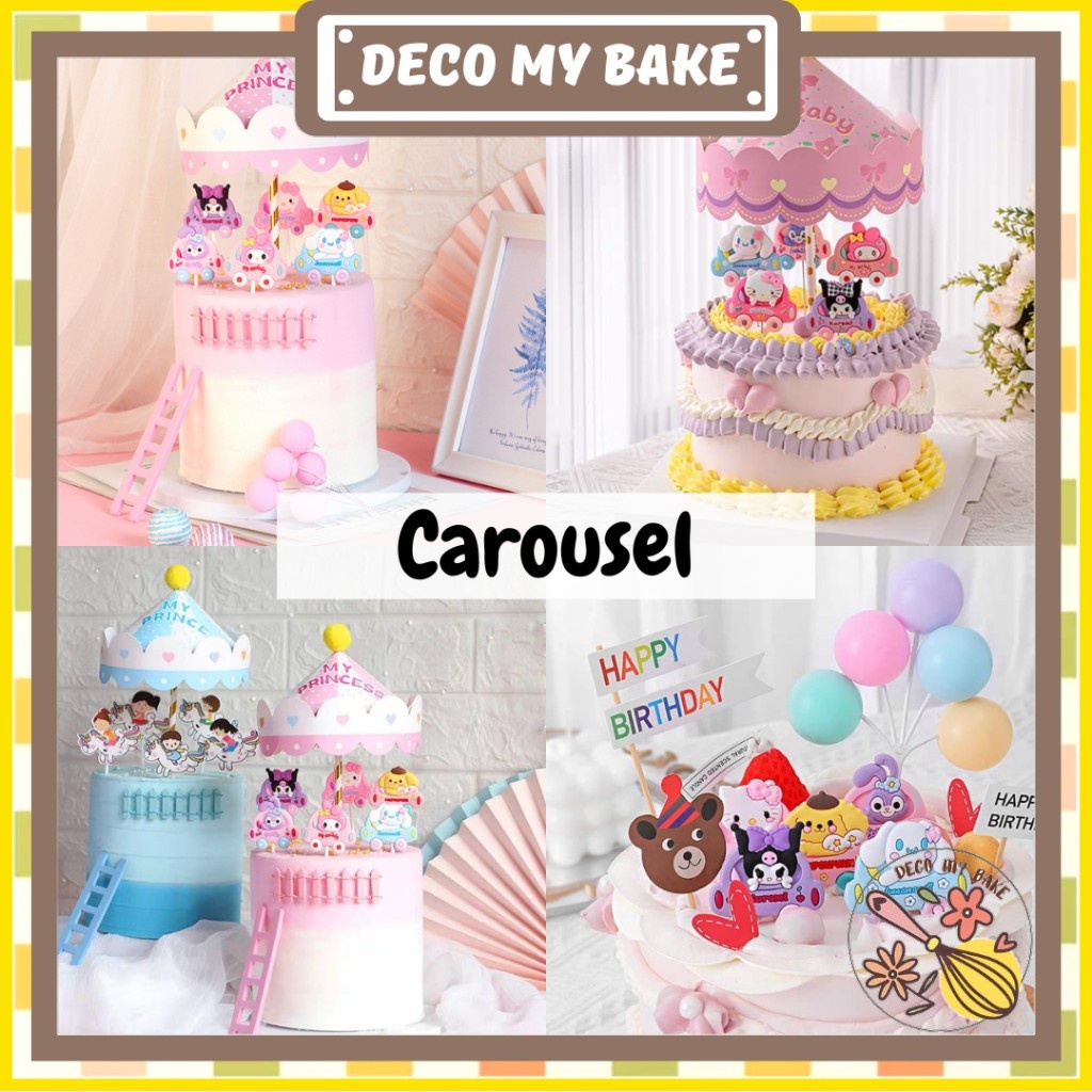 DMB Carousel Baby Kids Birthday Cake Decoration Cake Topper Melody ...