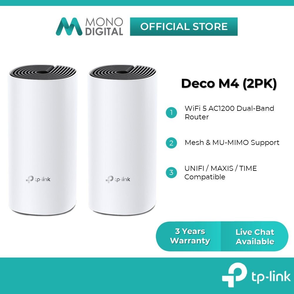 TP-Link Deco M4 (2 Pack) AC1200 Dual Band Whole Home Wireless Mesh WiFi  Router System