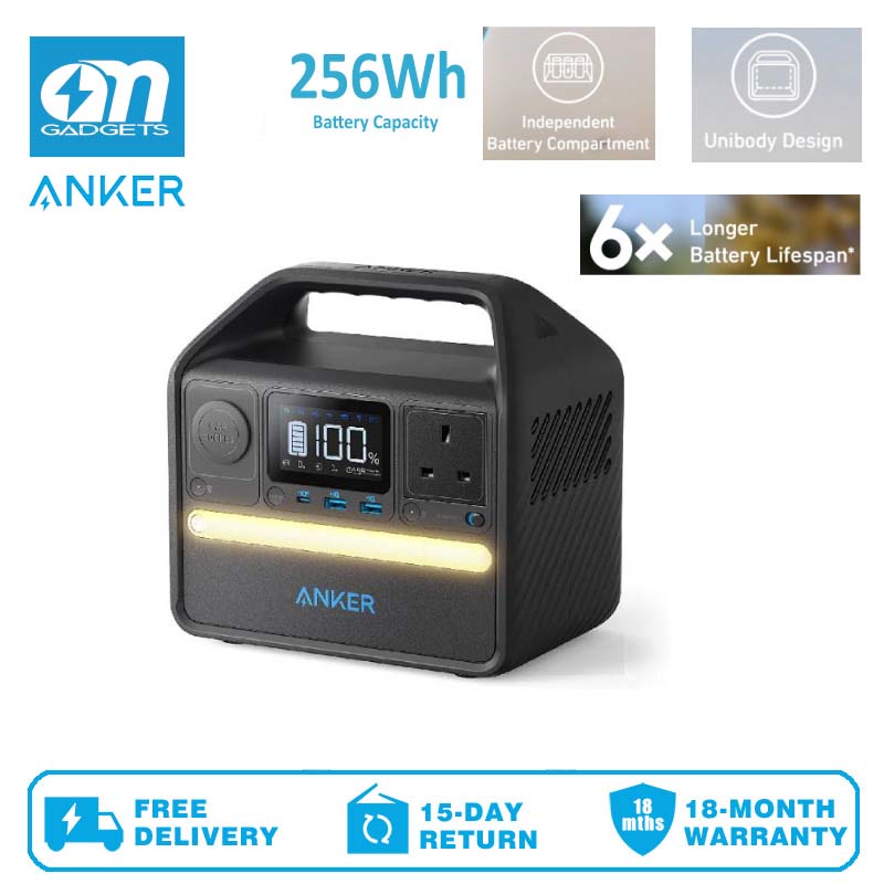 Anker A1720 Portable 521 Power Station, 256Wh, 200W 5Port Powerhouse