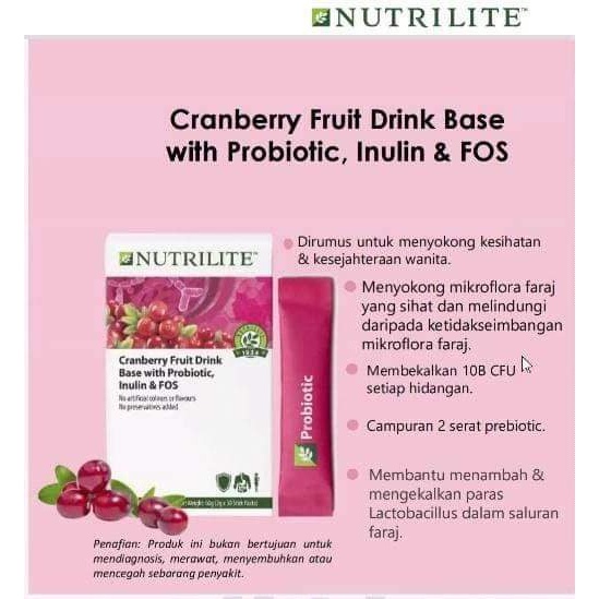 Amway Nutrilite Cranberry Fruit Drink Base With Probiotics, Inulin