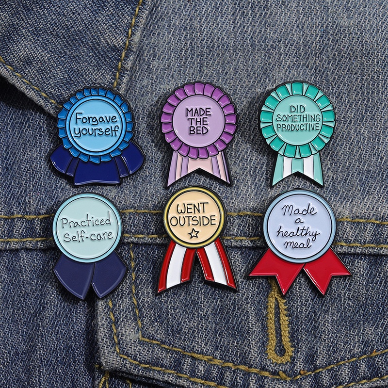 Colorful Quotes Medal Enamel Pin Brooch Be Brave Award Brooches Lapel Badges Inspirational