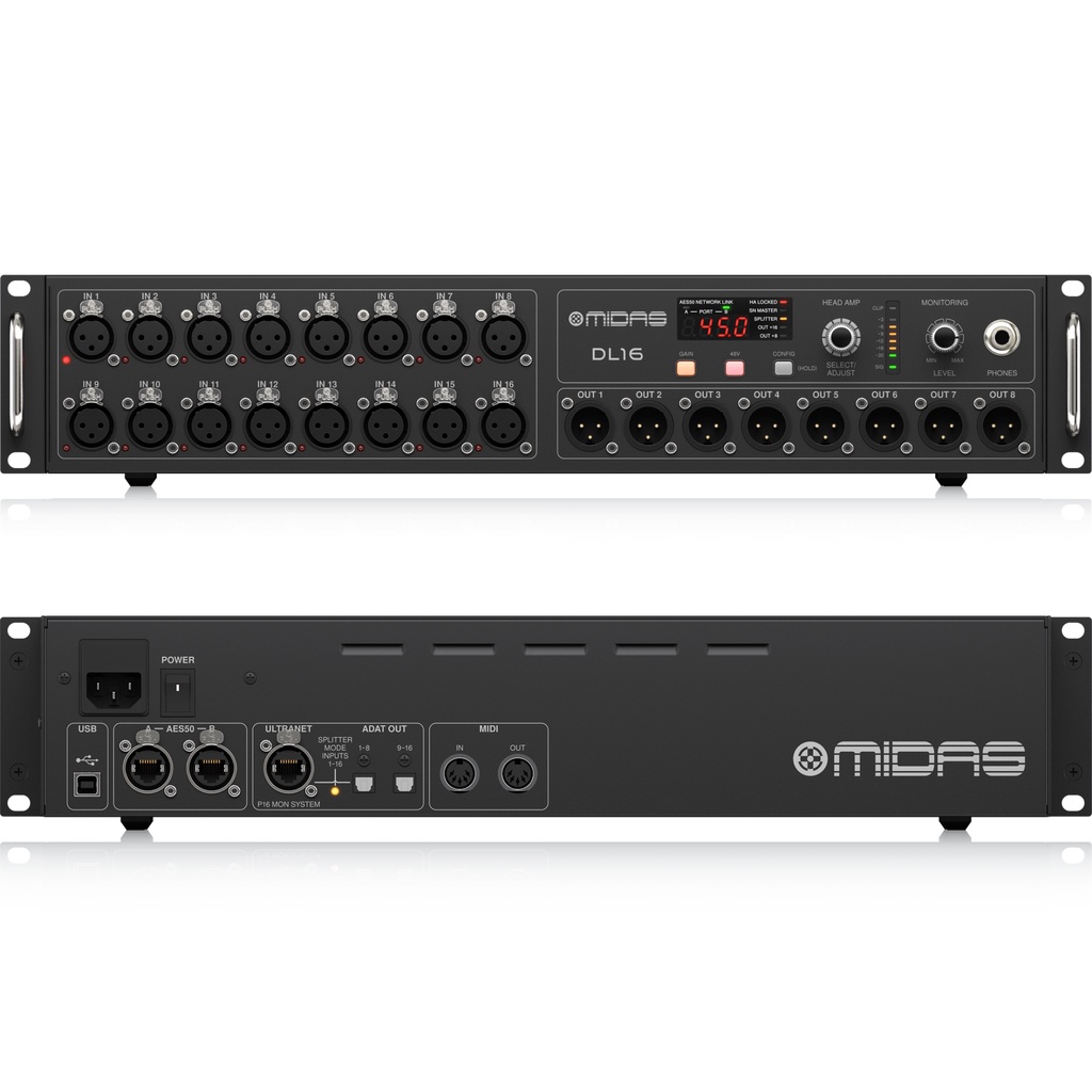 MIDAS DL16 16 Input, 8 Output Stage Box with 16 Midas Microphone ...