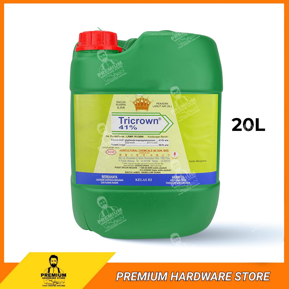 Tricrown 20 Liter Herbicide Glyphosate 41 Weed Grass Killer Racun