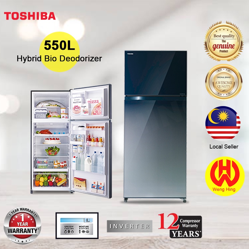 Toshiba 550L Hybrid Bio Deodorizer 2 Door Refrigerator GR HG55MDZ GG Shopee Malaysia
