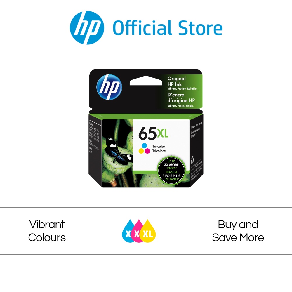 HP 65XL Tri-Color Original Ink Cartridge / HP Deskjet: 2622 / 2624 ...