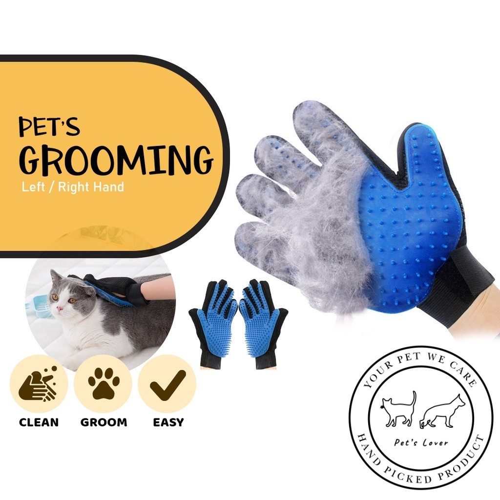 Pawly Crawly Pet Grooming Glove Deshedding Brush Cat Dog Brush Comb Gloves Shopee Malaysia